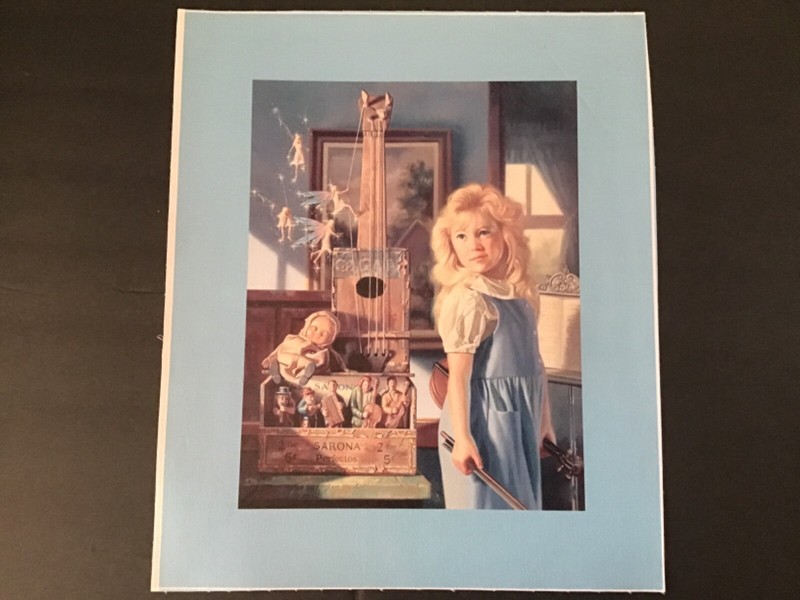 ART DECO (Little Girl w/Violin) Oil Painting Picture HD Printed On Canvas 16x16