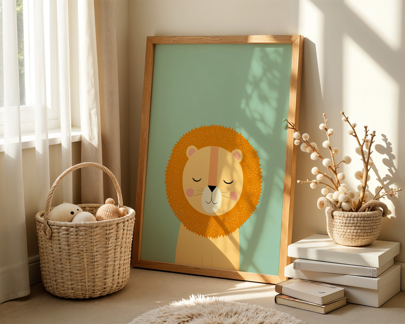 Cute Lion Nursery Wall Art Kids Animal Print Baby Room Decor Gift gallery