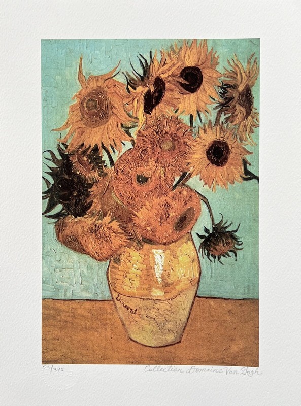 Vincent Van Gogh SUNFLOWERS VASE Estate Signed Limited Edition Giclee 12" x 16" gallery