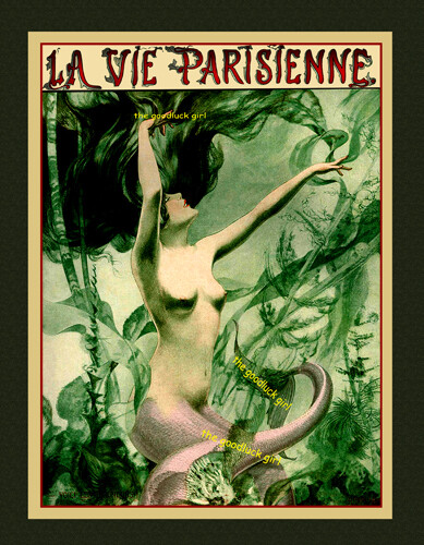 5×7 Sexy PINK MERMAID vintage 1927 La Vie Parisienne Art print