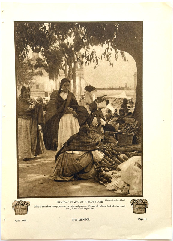 1926 Mexican Women Of Indian Blood Half Tone Sepia Plate Print Markets