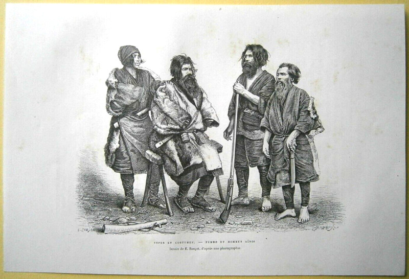 1882 Reclus print AINU PEOPLE, JAPAN, #71