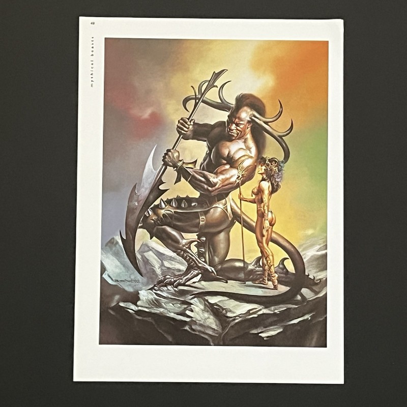 Boris Vallejo 1992 Fantasy Art Print KALEVAN POJAT Demon Warrior Book Plate