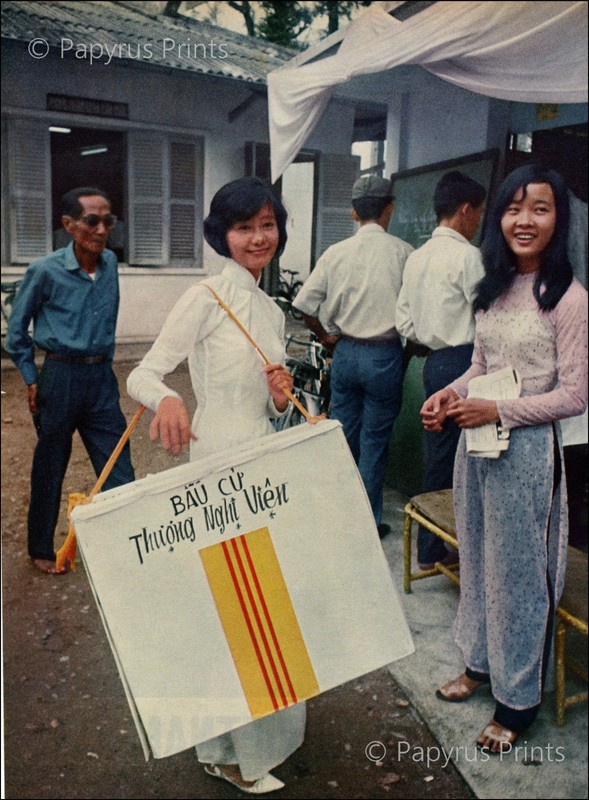 1967 Vintage Print Vietnam War South President Elections Voting Station Women