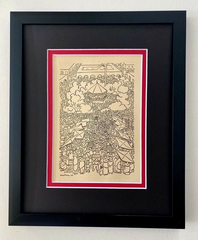 DIEGO RIVERA ORIGINAL 1938 SIGNED ON THE PLATE GRAVURE TO BE FRAMED AT 8X10