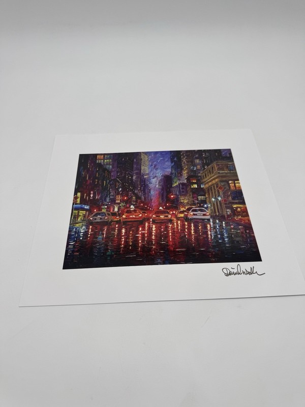 Daniel Wall Lithograph Print signed Art "Rainy Manhattan Night" 2024 with COA gallery