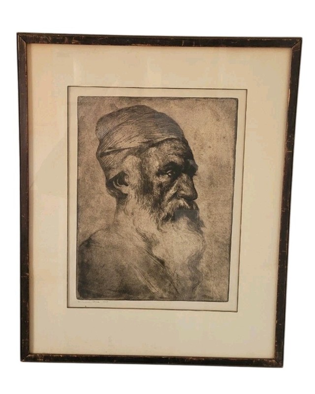 Hermann Struck Etching Portrait Judaica Signed 10/50 Framed