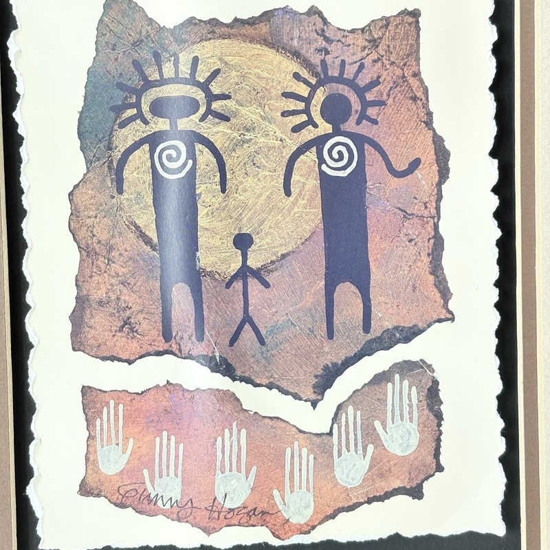Ginny Hogan Deckle Series Matted Framed Print Petroglyphs & Pottery Shard 19.5” gallery