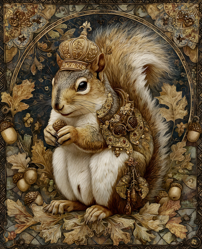 8×10 Squirrel with Crown on Its Head Art Print – 173312029