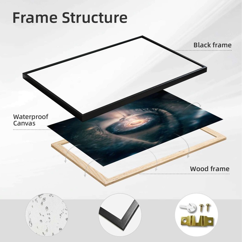 Surreal Space Eye Framed Canvas Print Cosmic Galaxy Wall Art Home Decor gallery