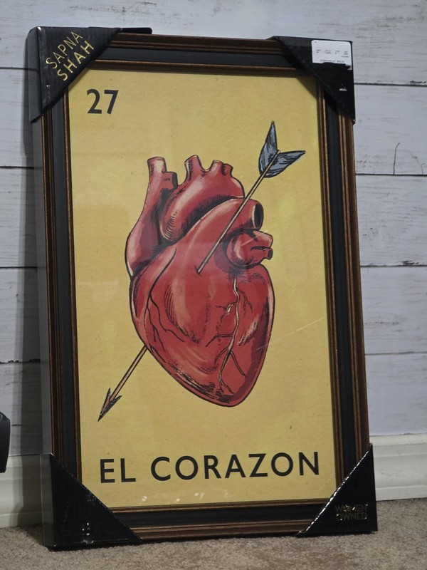 El Corazon Loteria #27 Print ~ Wall Art by Sapna Shah 12 X 18 Inches ~ NEW