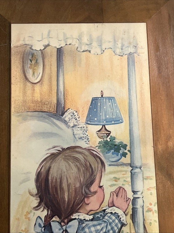 Vintage Prints 1979 Lithograph Pair Wood Girl Boy Praying Bedtime Coby Pictures gallery