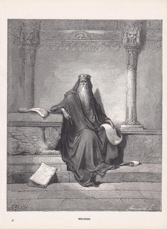 1870 GUSTAVE DORE Print – «Solomon» – Dore Engraving – 8.5 x 12.8 Inches