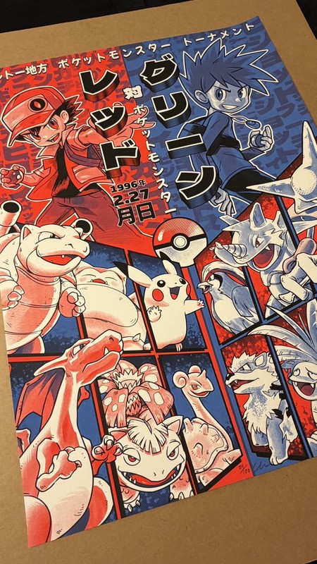 Red X Blue Screenprint Poster Art Pokemon Inspired Kevin Chin gallery