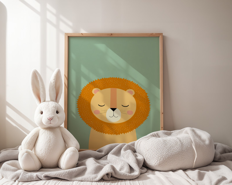 Cute Lion Nursery Wall Art Kids Animal Print Baby Room Decor Gift gallery