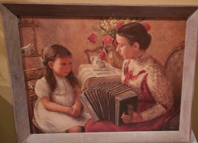 Vintage Framed Art Giclee Print ‘The Music Lesson By Gladys Rockmore Davis 19×24