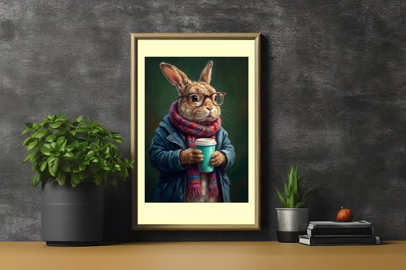 Hipster Rabbit | Print on Matte Paper | Funny Bunny Wall Art gallery