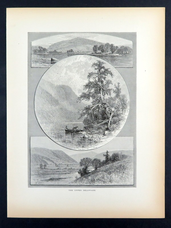 Upper Delaware River, New York, Historic America 1874 Antique Engraving gallery