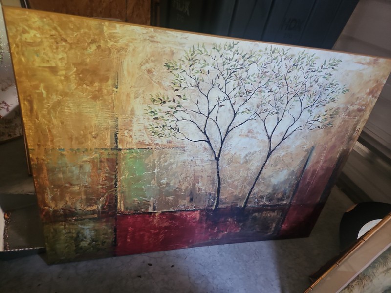 40W"x30H" MORNING LUSTER II by MIKE KLUNG - TREES RED LEAVES ABSTRACT CANVAS gallery
