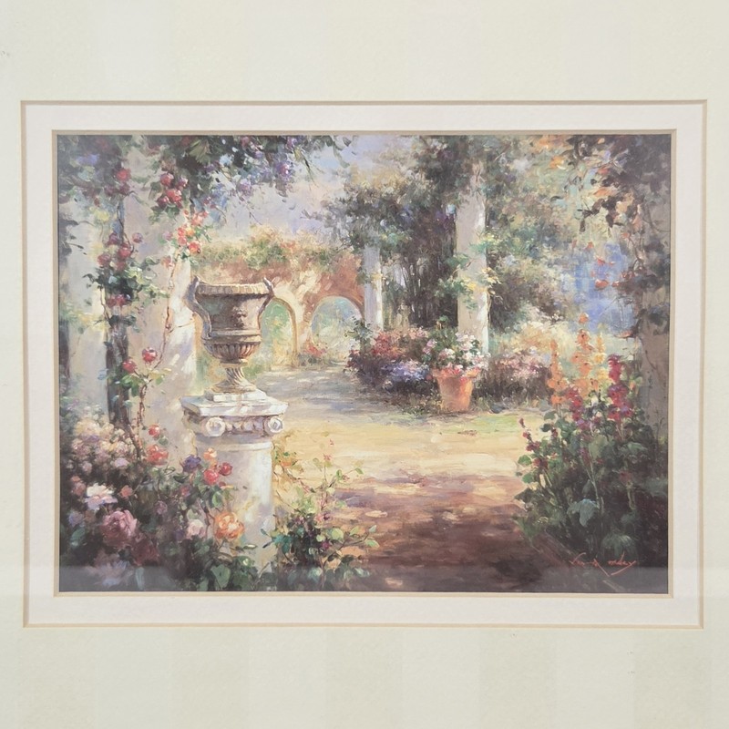 Vail Oxley Sunlit Courtyard Framed Art Print 14x16 Floral Garden Landscape Decor gallery