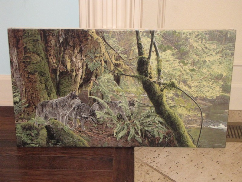 ROD FREDERICK «Crossing Paths» 12/75 18″x35″ Signed Canvas Wolves