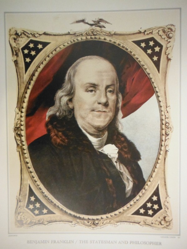 Currier & Ives Bookplate Print "Benjamin Franklin"