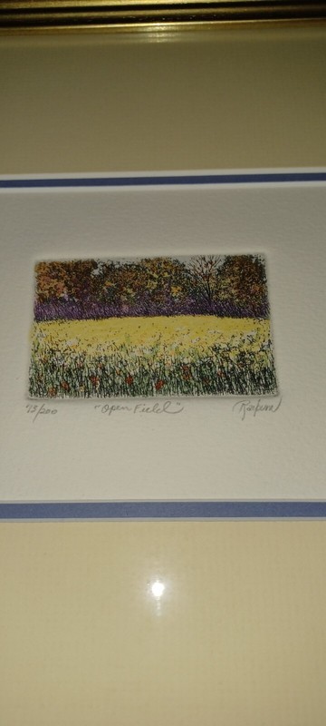 Dale Rayburn "Open Field" Color Etching. Signed and numbered 73/200. Beautiful gallery