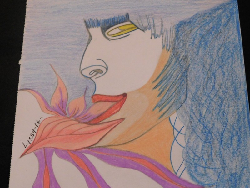 original artwork - EATING FLOWERS - color pencils on paper - 8 1/2"x11" gallery