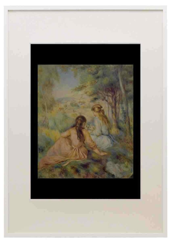 401036 Two Girls In A Meadow Auguste Renoir A3 A4 Framed Print Picture