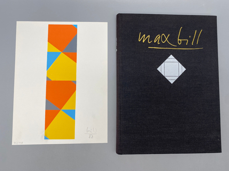 MAX BILL 80TH BIRTHDAY 1988 PREFERENTIAL EDITION LINEN SIGNED + SCREENPRINT #45/118 S
