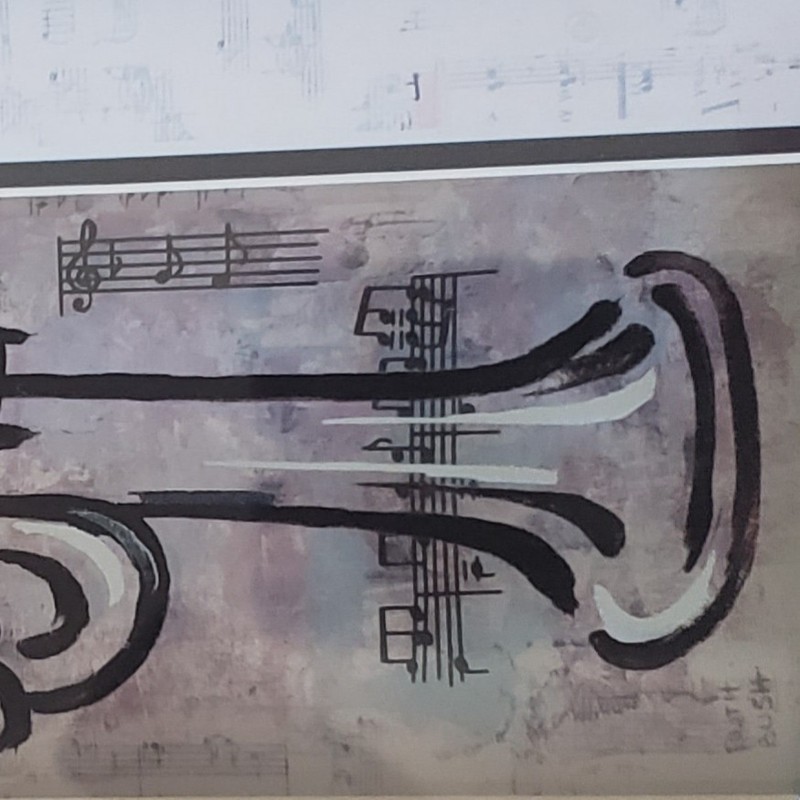 Framwd 3D Musical Instruments Framed Print Set Of 3 Wall Art Signed Ruth Bush gallery