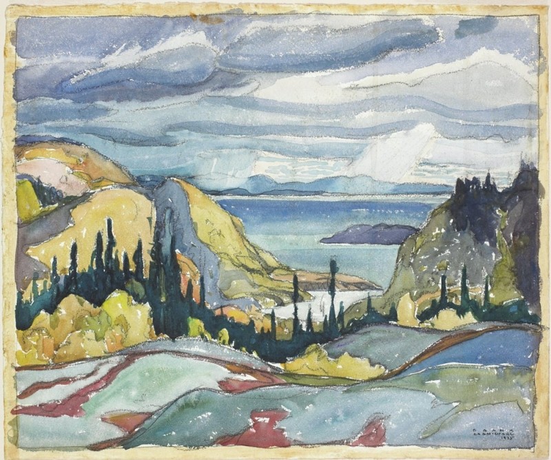 Franklin Carmichael – Untitled (Pines, Lake Superior, 1925 Signed) -17″22″ Print