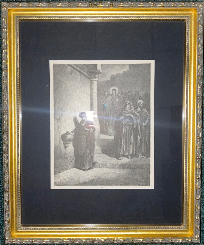 The Widows Mite by Gustave Dore - 1880 Antique Engraging