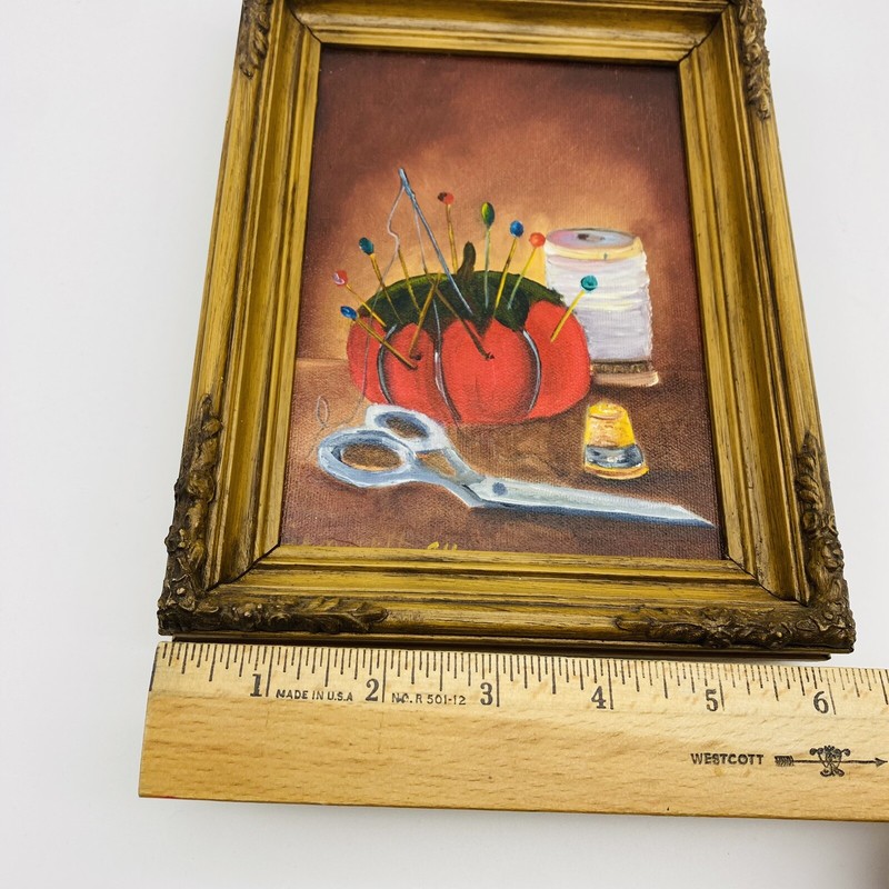 Sewing Room Supplies Painted Pattern Framed Wall Art Painting Print on Canvas gallery