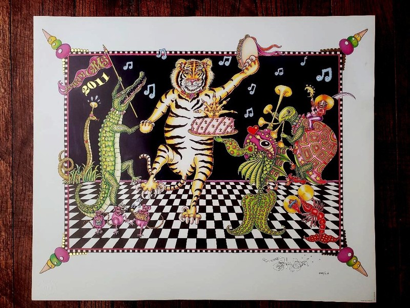 MARDI GRAS 2011 Jamie Hayes ¨DANCING Tiger» New Orleans, signed, alligator
