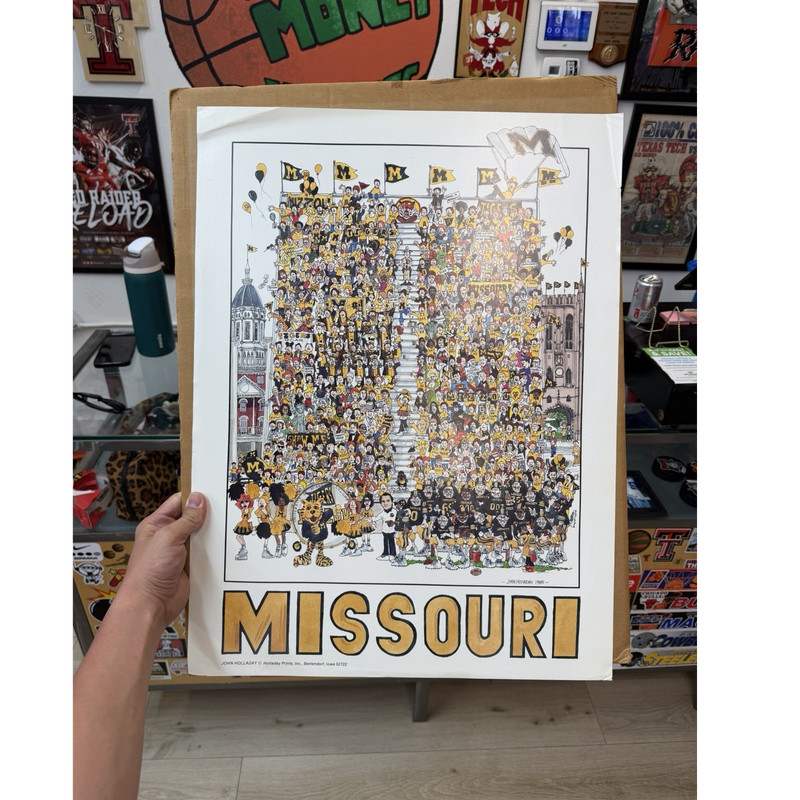 vintage John Holladay University of Missouri Football Crowd poster 1985