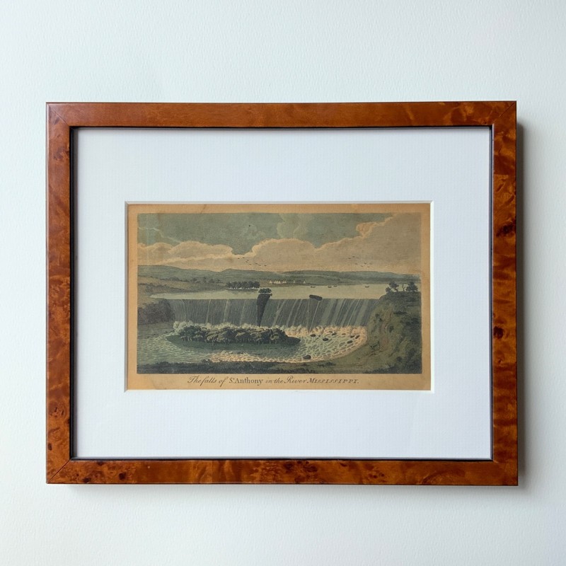 1778 Jonathan Carver Falls of St Anthony First Edition Hand Colored Print Framed