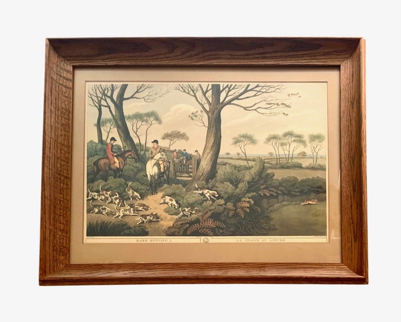 Hunt Scene Chase Hare Print Framed Vintage Classic Decor