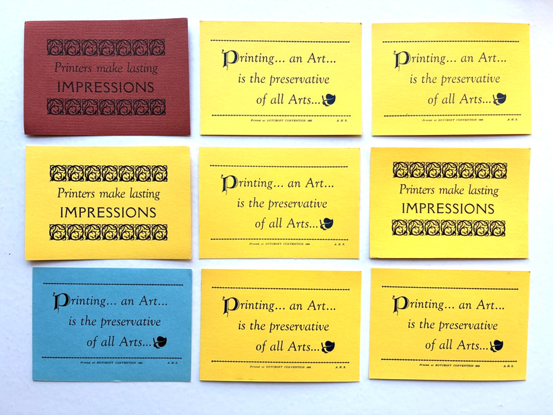 Lot of 9 Roycroft Convention 1983 Letterpress Printed Motto Cards 5"x3.5"