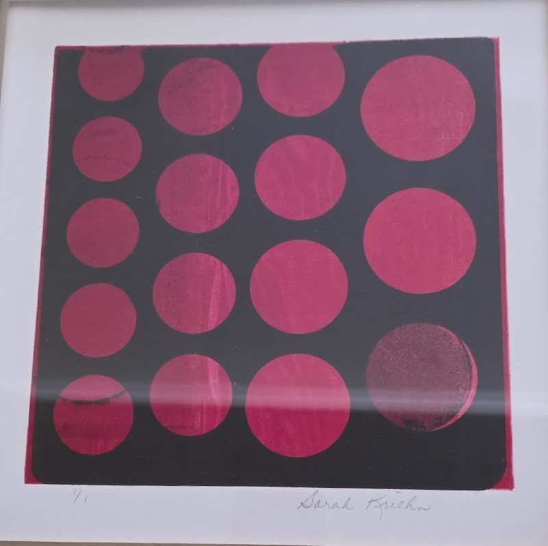Sarah Kriehn Orig Monoprint "Polka Dots" Magnani Pescia Paper-Mayo Hosp Cal 2012 gallery