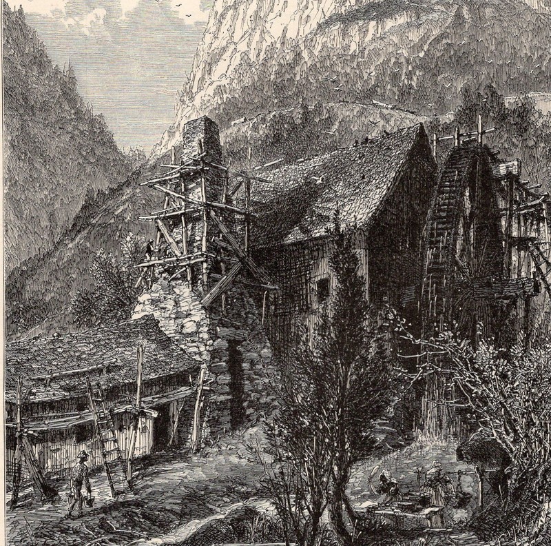 TENNESSEE - Cumberland Gap View with Mill Ruins 1872 Antique Wood Engraving