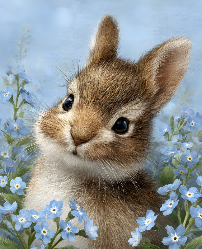 8×10 Rabbit in Field of Flowers Art Print – 354596389