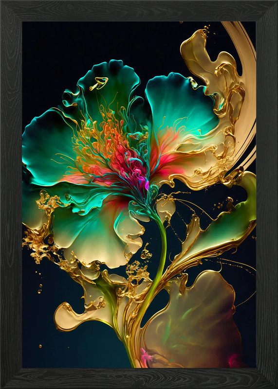 Abstract Flower Framed Wall Art Poster Canvas Print Picture