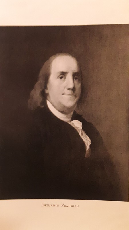 Antique Book Plate Print Benjamin Franklin