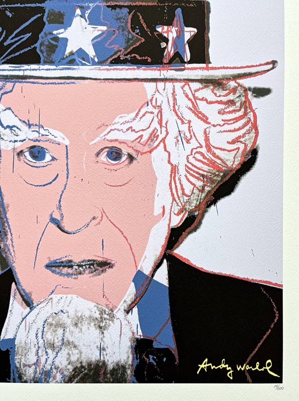 ANDY WARHOL - Uncle Sam - signed, numbered edition 16/500, 50x50 cm, CMOA gallery