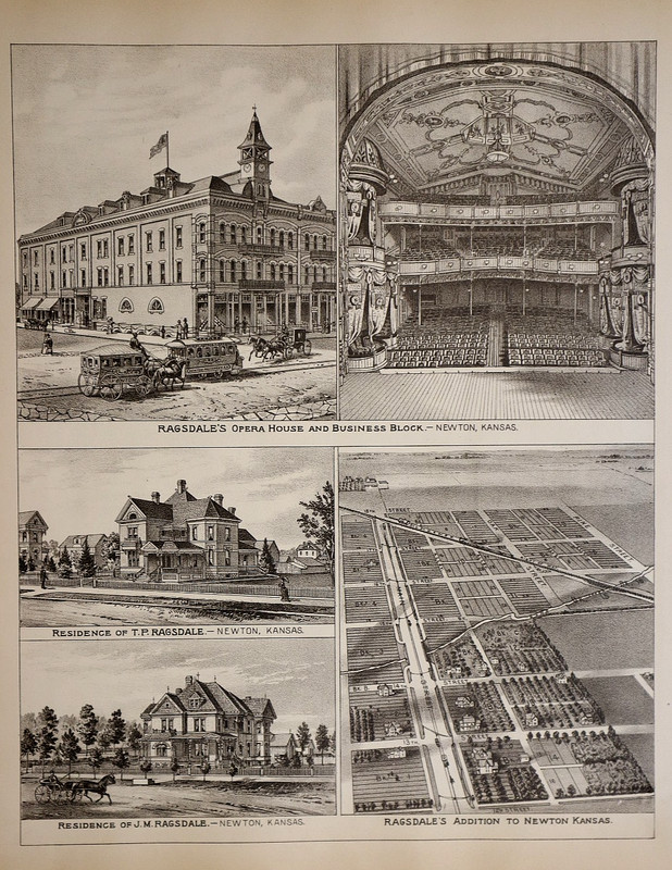 Antique 1878 Print ~ Ragsdale's Opera House & Business Block - Newton, Kansas gallery
