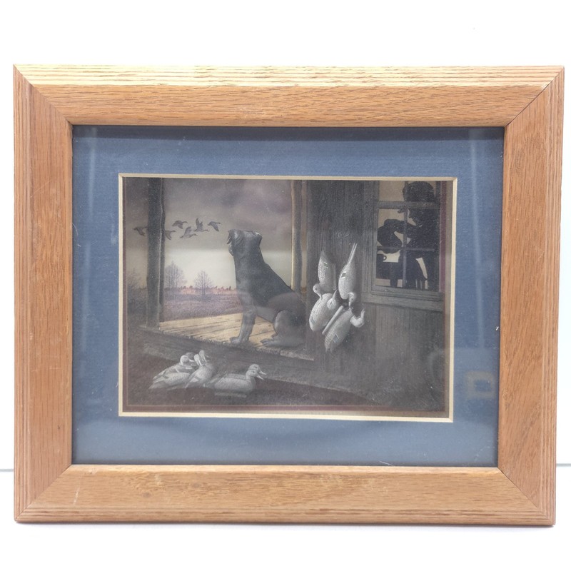 Vintage Duck Hunting 3D Shadow Box Framed Wildlife Art Print Labrador Decoys 12″