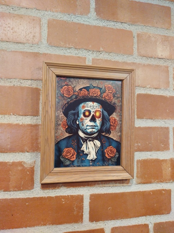 Dia de los muertos Benjamin Franklin Framed Art Print By Neon Nicho
