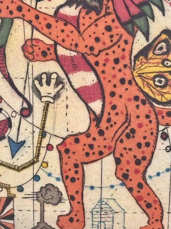 Tony Fitzpatrick Uptown Cat Girl AP 2012 Color Intaglio Etching Mint Chicago Art gallery