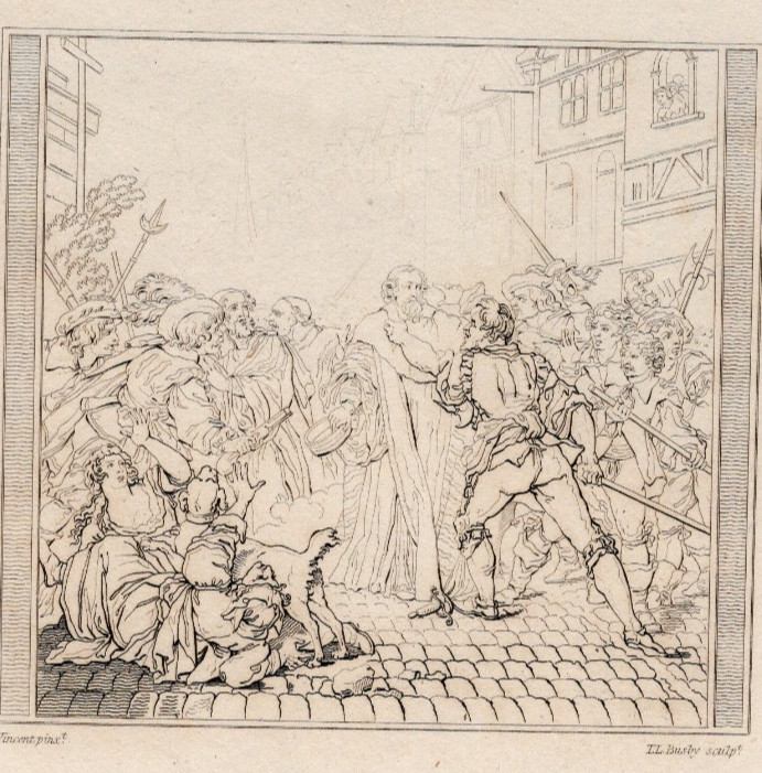 Seizure Of Molière Arrest Scene Paris Theatre Original 1808 Copper Engraving